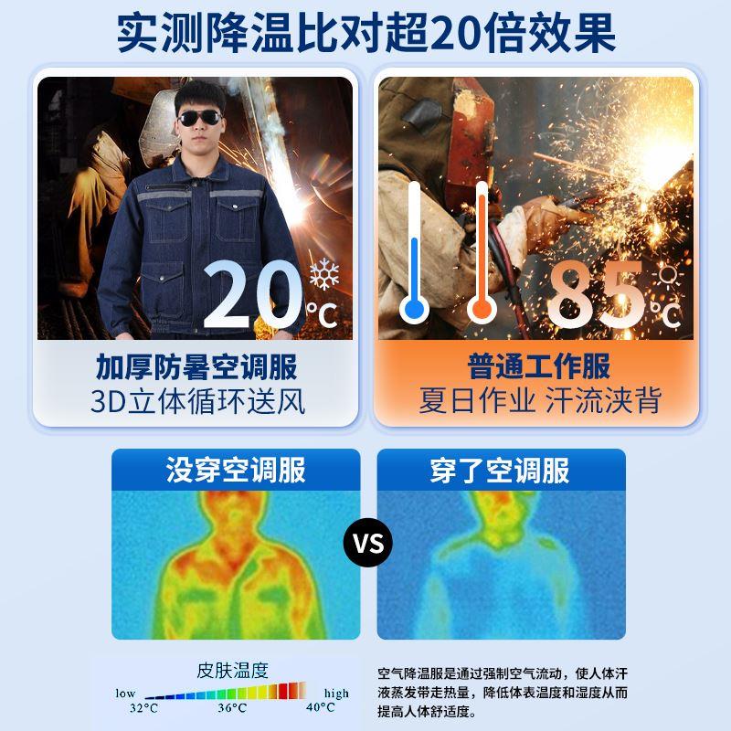 工作服2024新款带电风扇的衣服夏季男防烫电焊服环卫服降温空调服