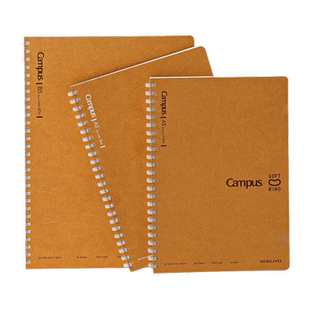 日本kokuyo国誉牛皮纸软线圈本campus复古笔记本B5本子不硌手记事本A5学生用横线作业本方格小网格空白本加厚