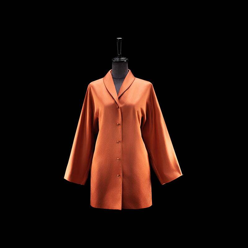 门里门外橘色真丝棉外套BM24QW0626A橘色真丝棉短裤BC24QK0739A