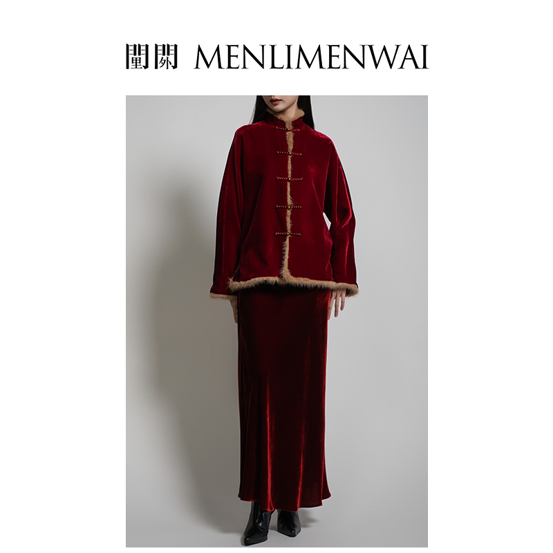 秋冬新款新中式国风真丝丝绒外套