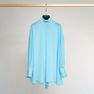 门里门外天青色/浅苔绿色真丝双绉上衣BR25QS1046C/BR25QS1046D