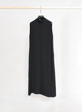 门里门外黑色湖丝合罗缎无袖长裙BR25XQ0717B