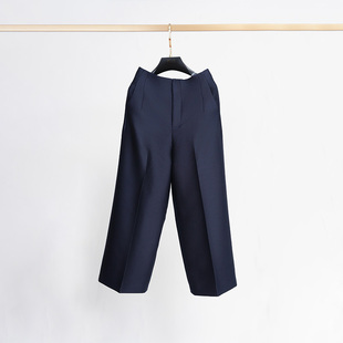 门里门外宝蓝丝毛缎阔腿裤 BR25QK0872E