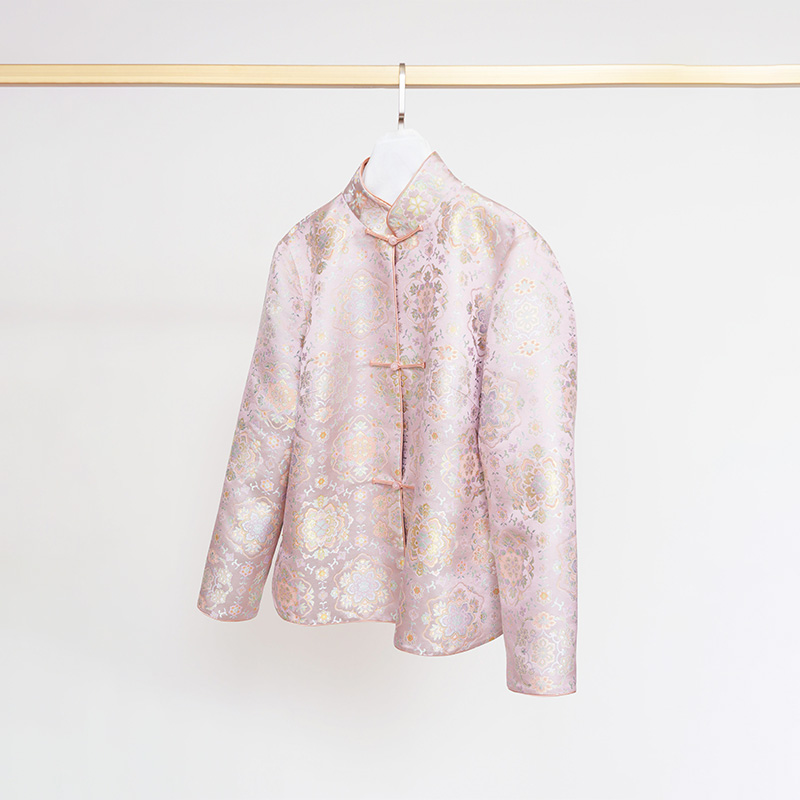 门里门外粉色宝相花宋锦外套BC25QS0082B
