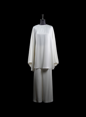 白色双面醋酸缎上衣BV24XS0283L白色双面醋酸缎裤子22125SSK-1