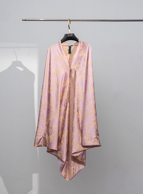 门里门外浅紫色竹叶人丝缎面提花外衫BC25CC0502A