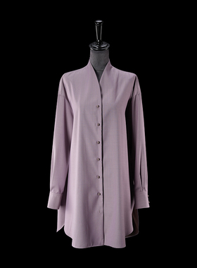 门里门外浅紫色进口双面羊毛精纺衬衫BM24XC0496T