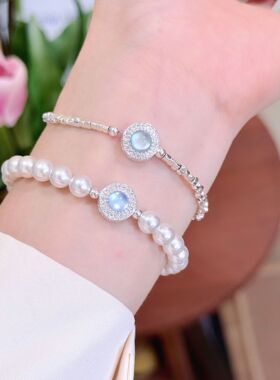 日本品质新款海蓝宝碎银子珍珠项链女爆款时尚锁骨链轻奢小众高级