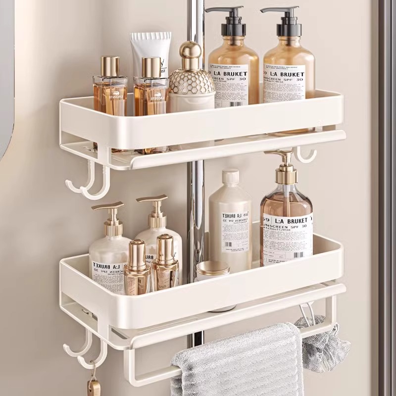 日本品质淋浴花洒置物架免打孔卫生间升降杆架子浴室收纳沐浴露洗