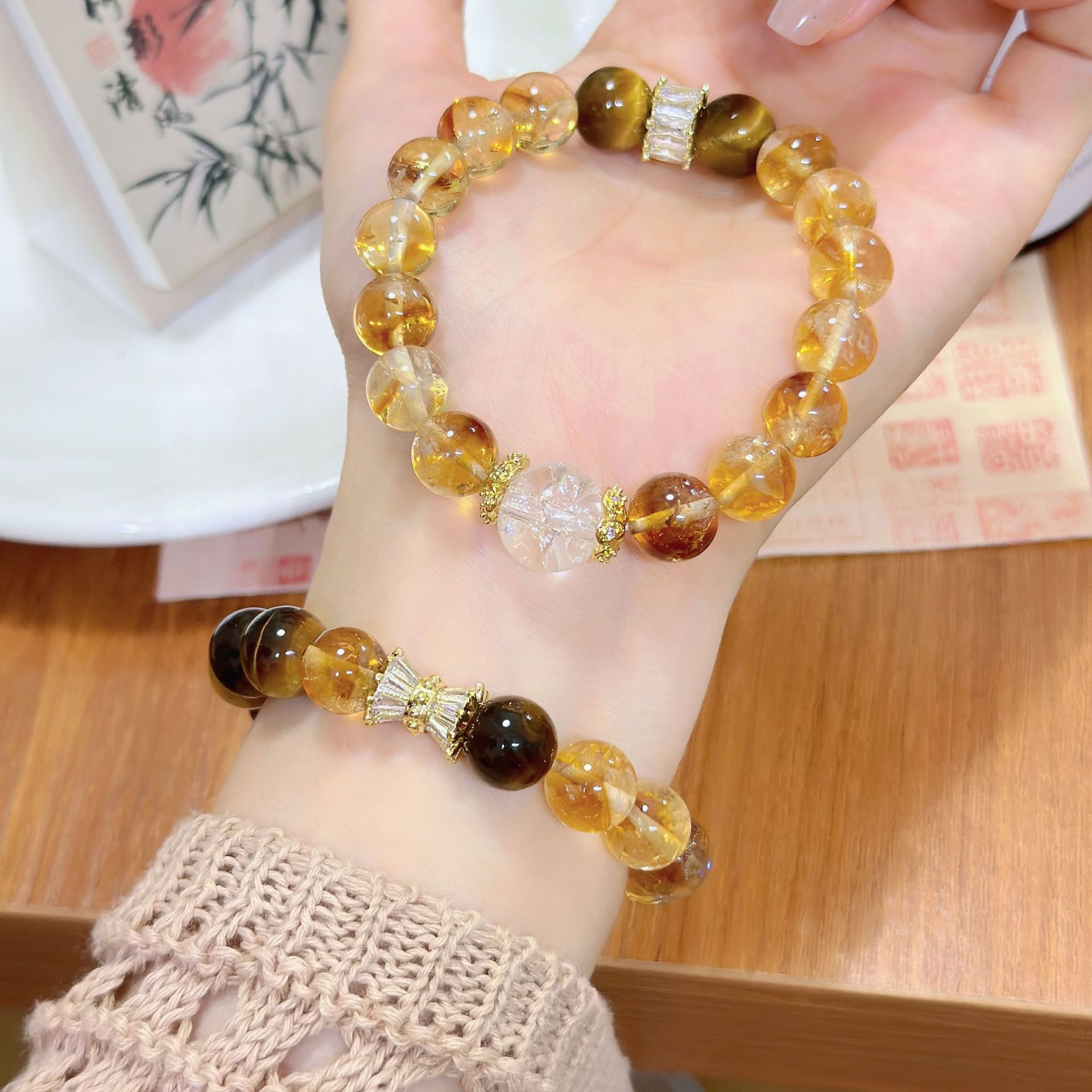 日本品质天然黄塔晶暴富手串细闪转运珠招财运女明星同款送人礼物