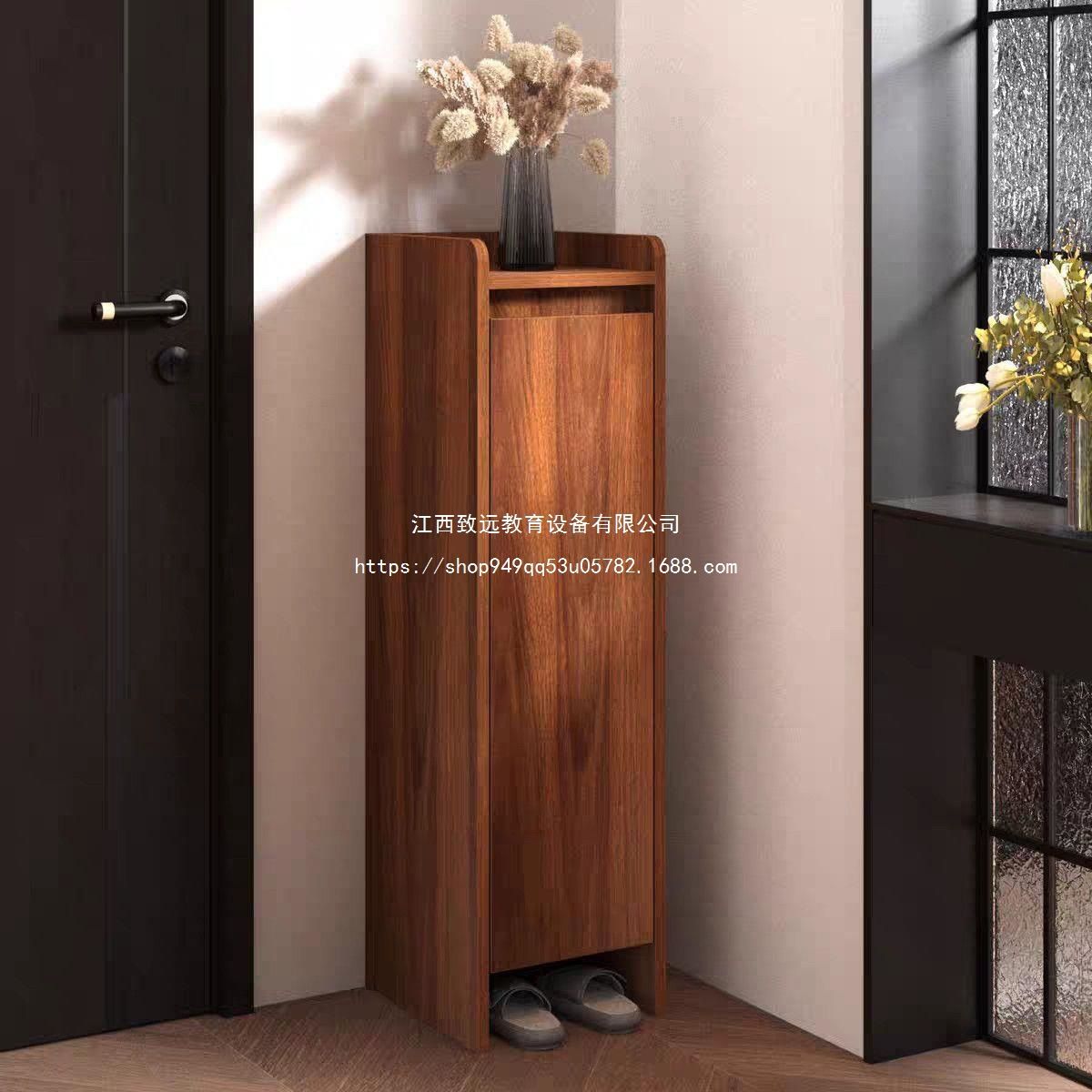 胡桃色小型鞋柜楼道入户超窄单门小尺寸鞋架家用玄关柜大容量收纳