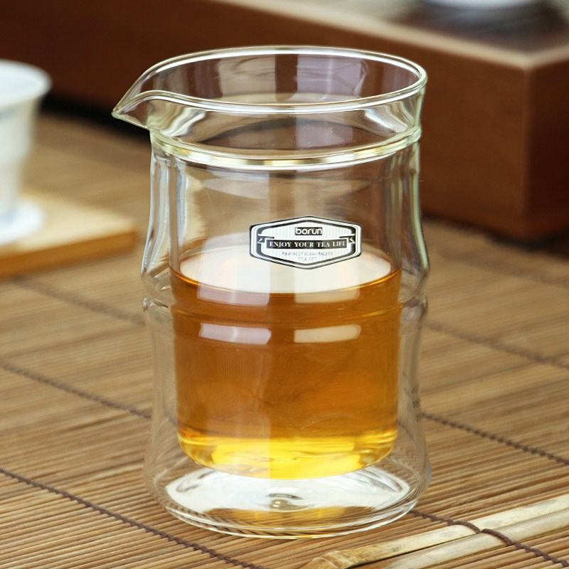 玻润双层隔热防烫手加厚玻璃公道杯茶漏分茶加厚茶海公杯茶具配件