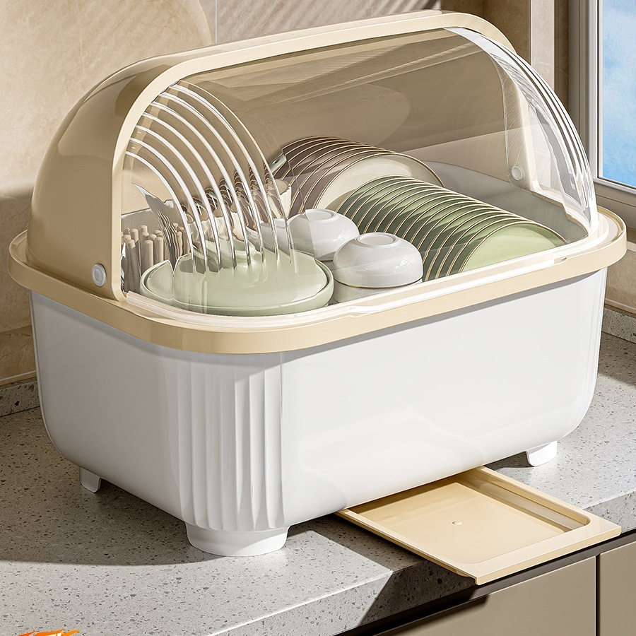 碗碟置物架沥水架放碗筷收纳架厨房装餐具家用带盖防尘收纳盒碗柜