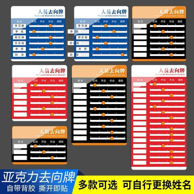 亚克力人员去向牌钉制员工岗位状态公司办公室提示标识牌可更换