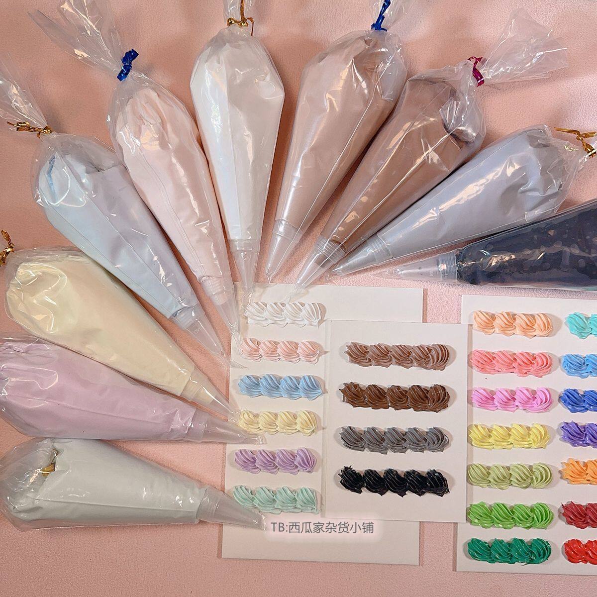 新升级仿真奶油胶100g大份量带裱花嘴奶呼呼马卡龙糖果色DIY