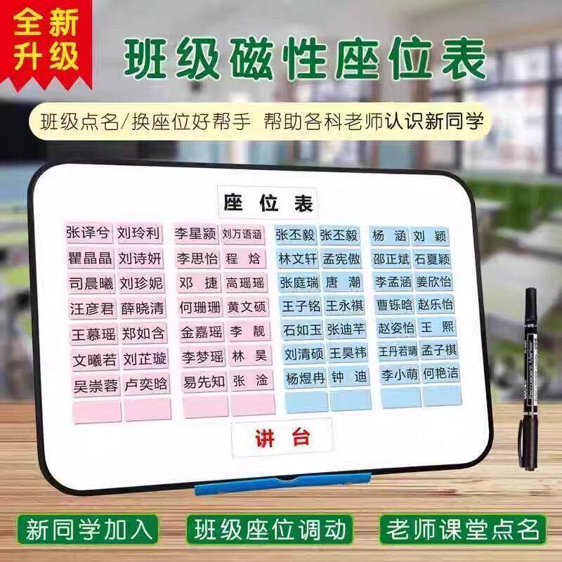 定.制班级磁性座位表姓名牌磁吸座位牌可移动姓名贴磁铁教室讲台