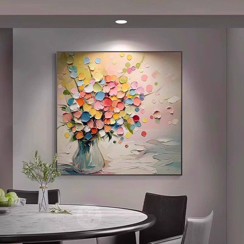 植物花卉沙发背景墙装饰餐厅正方形抽象画餐桌壁画饭厅挂画客厅吃
