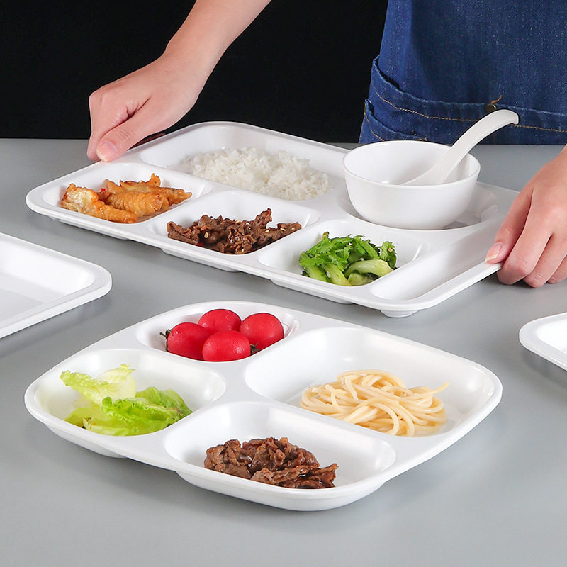 学生专用餐盘加厚防摔快餐盘分格盘子学校食堂密胺餐具分餐盘