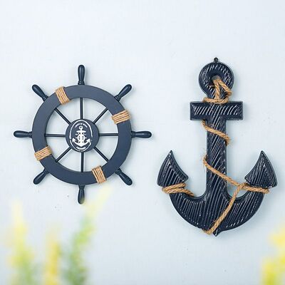 地中海船舵装饰挂件海洋风格儿童房间小舵手挂饰照片墙配饰壁挂饰