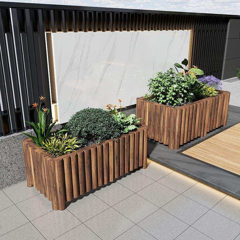 实木花箱防腐木花箱碳化花箱户外花箱种植箱庭院花箱天台花箱稳固