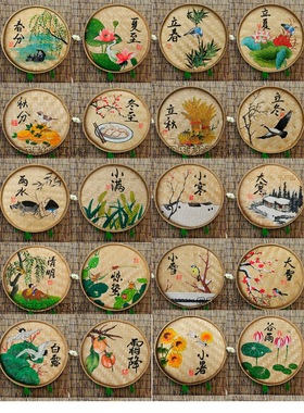 202624节气竹编装饰画幼儿园手绘簸箕画墙面挂件墙壁挂饰乡村马年