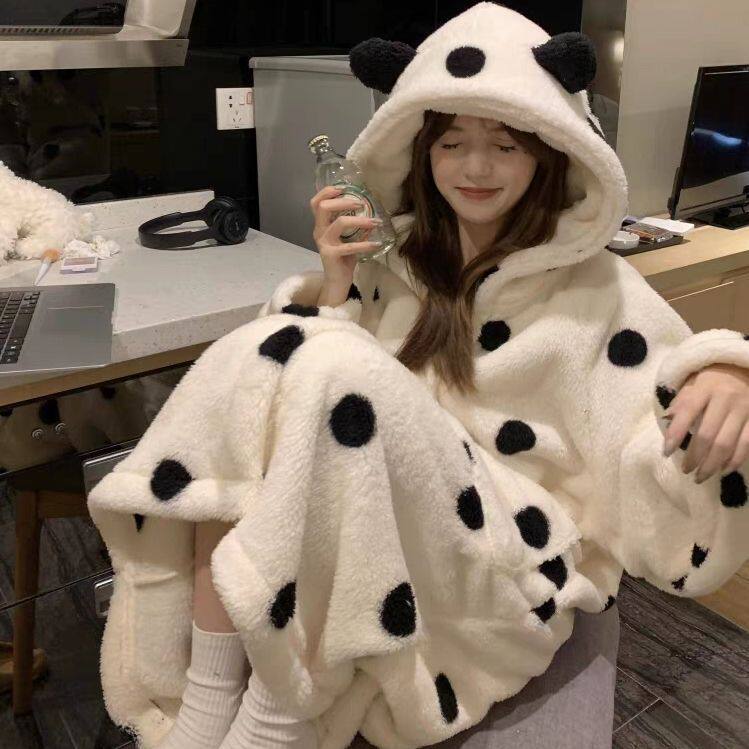 网红ins睡袍珊瑚绒睡衣女秋冬季加厚加绒大码浴袍长款外穿公主风