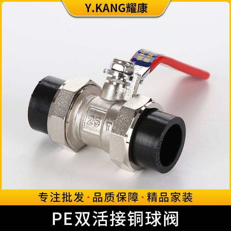 PE全铜阀门PE阀门20 25 32 pe双活接球阀4分6分双活接焊接铜阀门