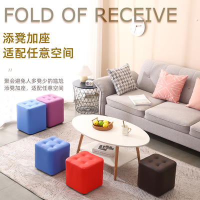 小凳子家用皮凳时尚方凳成墩客厅沙发凳小墩子创意小板凳矮凳实木