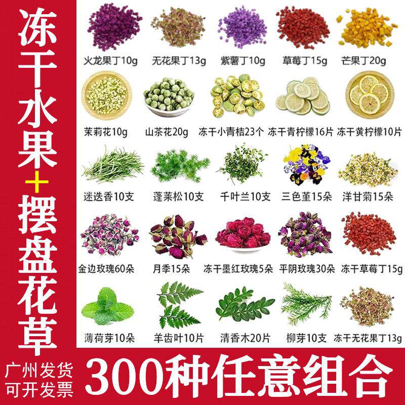 冻干水果柠檬调酒鸡尾酒装饰叶子蛋糕烘焙摆盘装饰花清香木薄荷