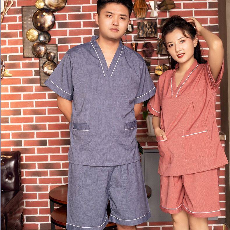 大码汗蒸服男洗浴温泉洗浴足浴服女按摩睡衣汤泉桑拿服