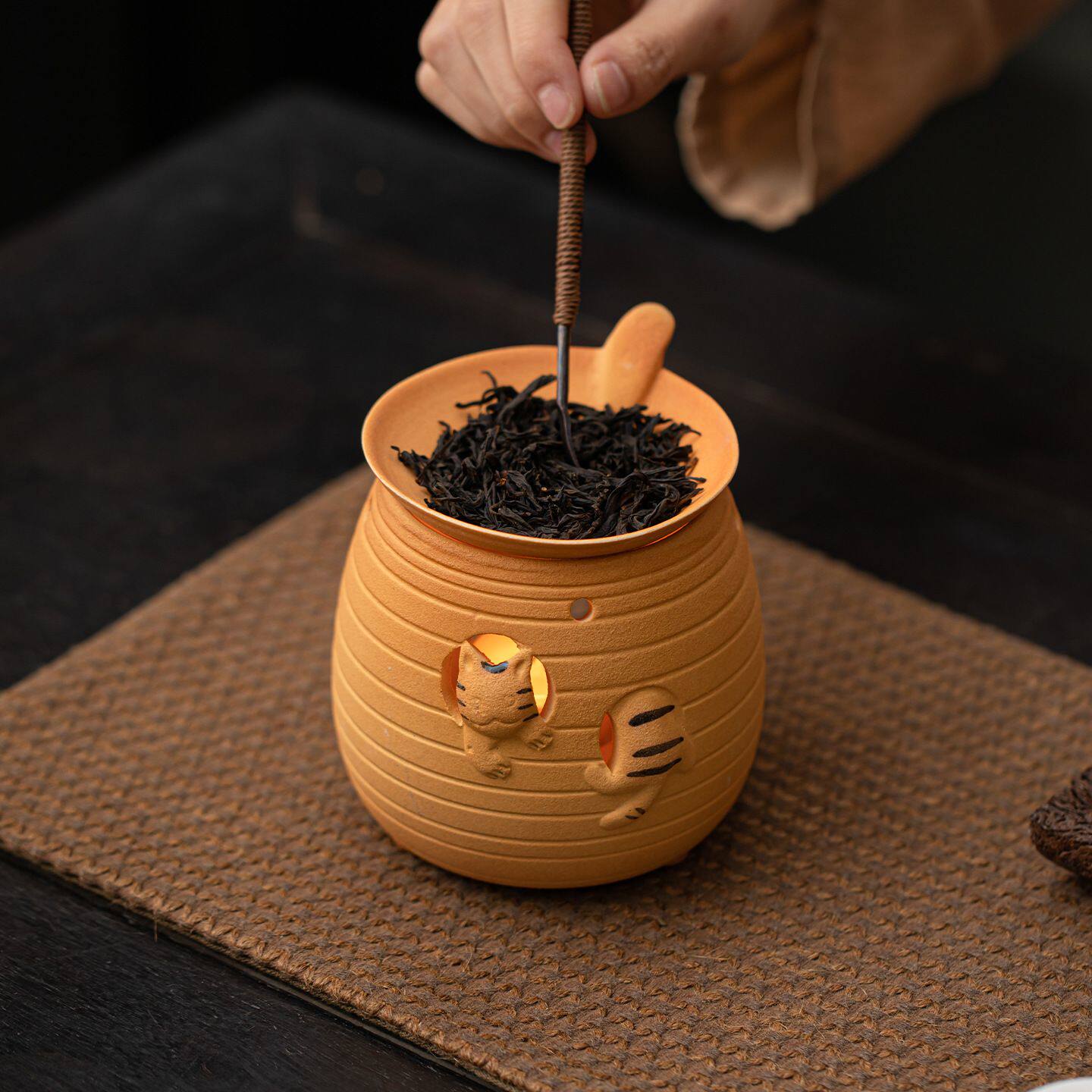 茶器小猫可爱茶炉醒家用蜡烛鼠尾草香熏雪松温焙壁炉陶瓷薰衣草无