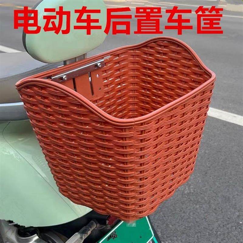 电动车后置车筐电动摩托车后尾挂篮置物车篓后用靠背菜篮子涤纶
