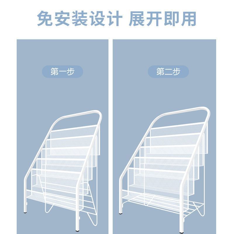 儿童书架落地简易折叠宝宝绘本架铁艺多层收纳置物架报刊架图片