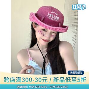 水洗渔夫帽女夏季户外露营登山太阳帽遮阳防晒甜酷辣妹西部牛仔帽