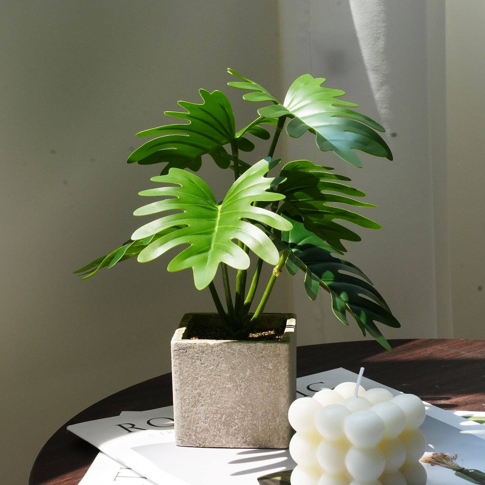 仿真绿植假花摆件龟背叶小盆栽办公桌面客厅茶几植物摆设装饰品