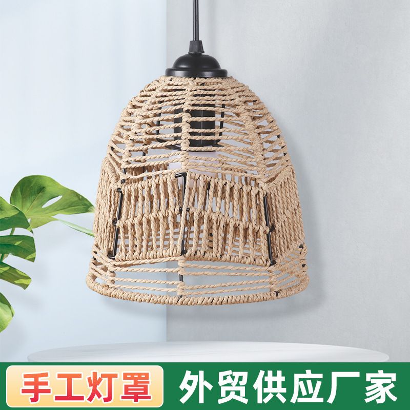 灯饰餐厅创意仿藤灯罩灯饰火锅店吊灯新中式DIY民宿纸绳灯罩