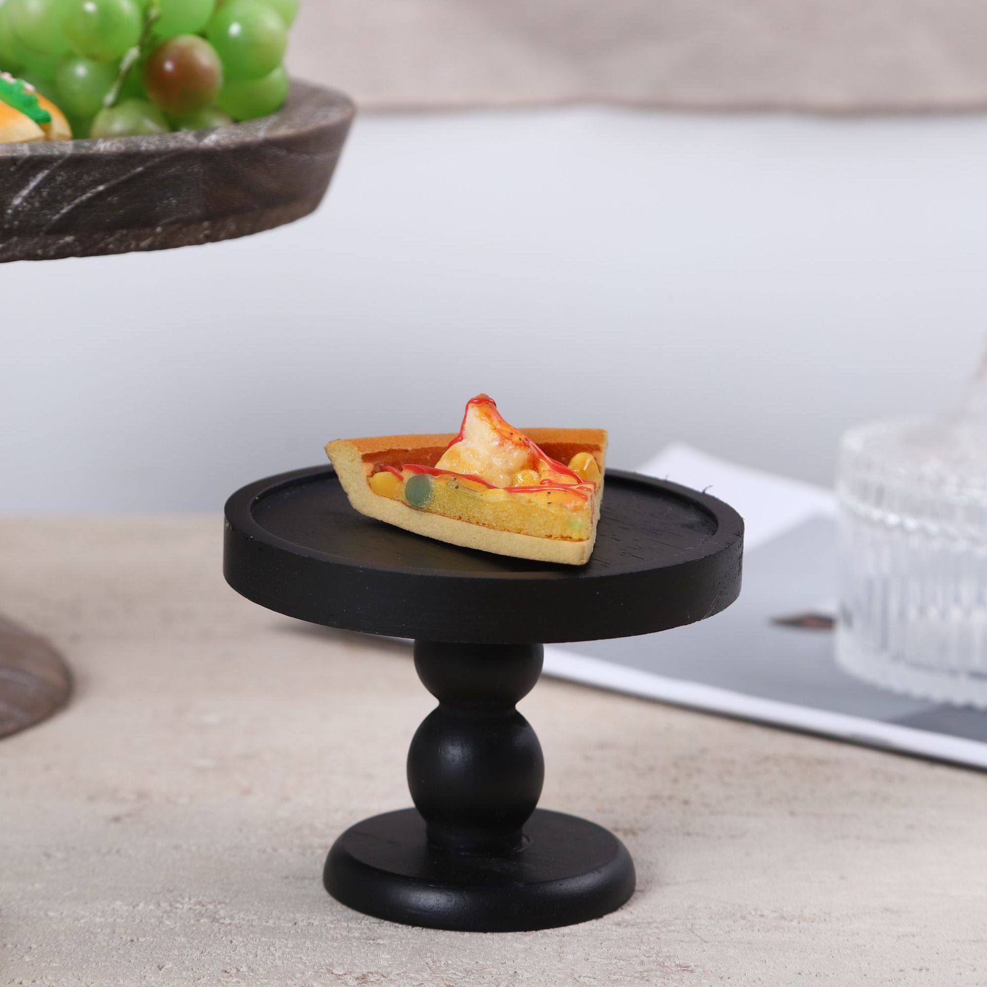 黑色复古木质香薰托盘摆件中古风玄关收纳盘置物盘圆形高脚展示盘,家居饰品,果盘/果篓,淘宝优惠券,粉丝福利购,淘宝优惠卷