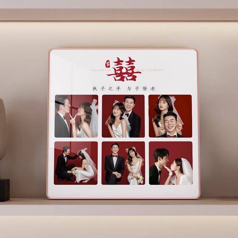 相框摆台婚纱照高级感情侣照片打印加相册钉制挂墙结婚照创意摆件
