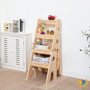 ?实木松木梯子家用折叠梯椅凳子两用椅子登高踏板多功能人字梯家