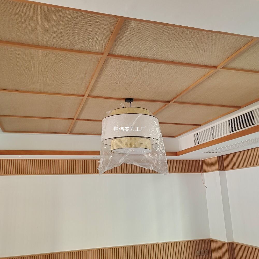 日式竹席民宿酒店餐厅吊顶装修家具门板墙面背景装饰藤草竹编材料
