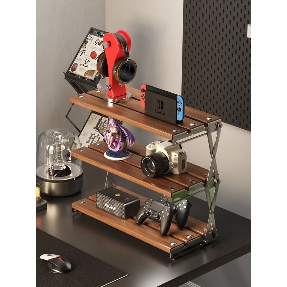 桌面置物架家用电脑桌可折叠咖啡杯架露营桌吧台收纳摆件整理架子