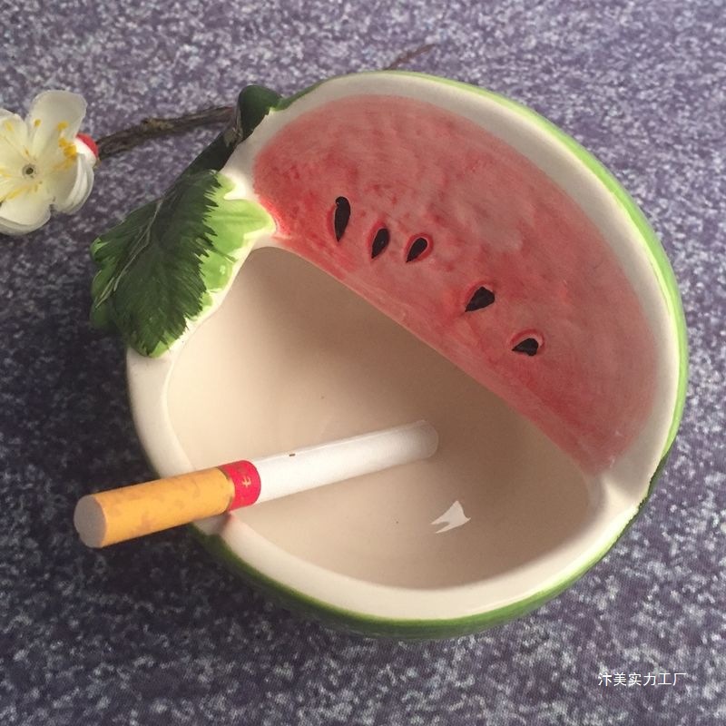 个性水果陶瓷小摆件草莓苹果创意烟灰缸西瓜柠檬欧式家用烟碟烟缸