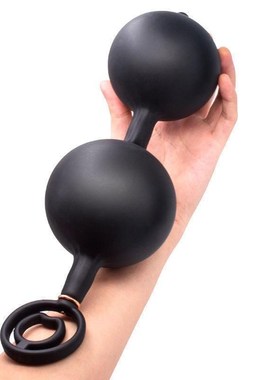 Go Out Anal Butt Plug Inflatable with 2 Steel Balls and Cock