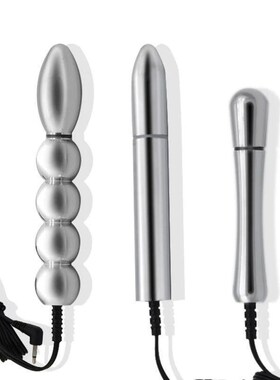 Electric Shock Massager Vagina Butt Plug Anal Beads Metal Bi