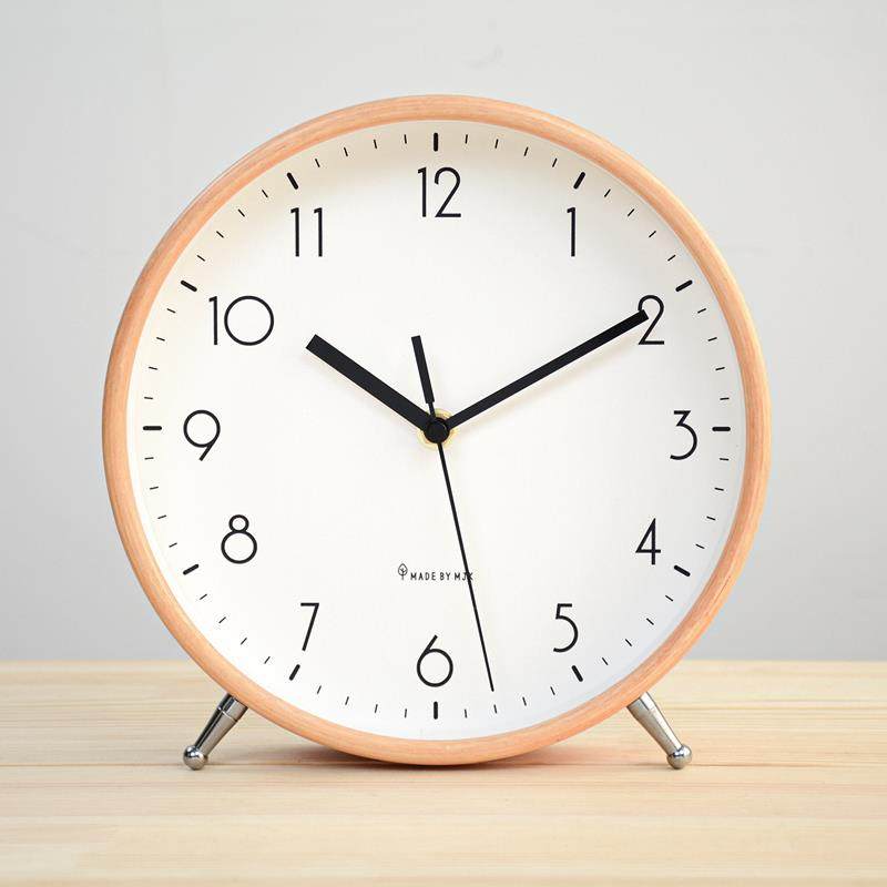 MJK实木座钟简约时尚客厅家用台钟表摆件个性创意时钟桌面坐钟