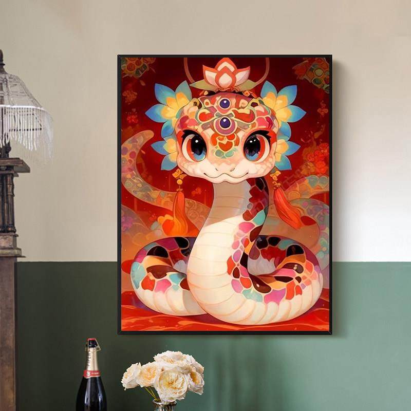 新款喜庆2025蛇年5d钻石画生肖蛇满钻新款客厅点钻十字绣钻石绣,居家布艺,钻石绣,淘宝优惠券,粉丝福利购,淘宝优惠卷