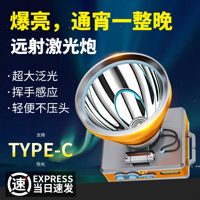 【进口品质】户外必备超强光头灯