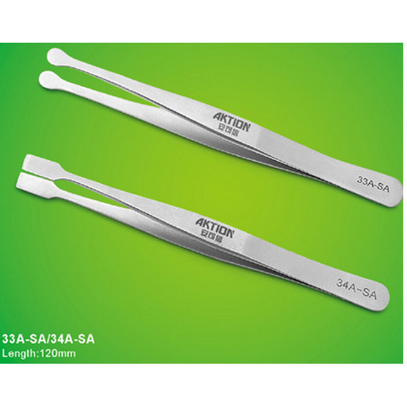 不锈钢高精密镊子平头大圆头斜铲邮票镊子珠宝镊子