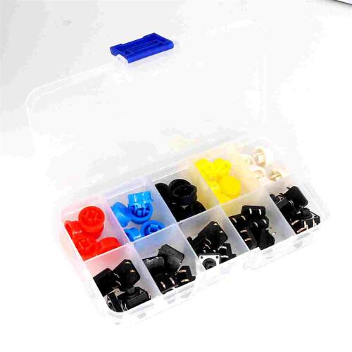 轻触开关按键圆形带按键帽按钮微动开关 12*12*7.3MM 25PCS混装盒