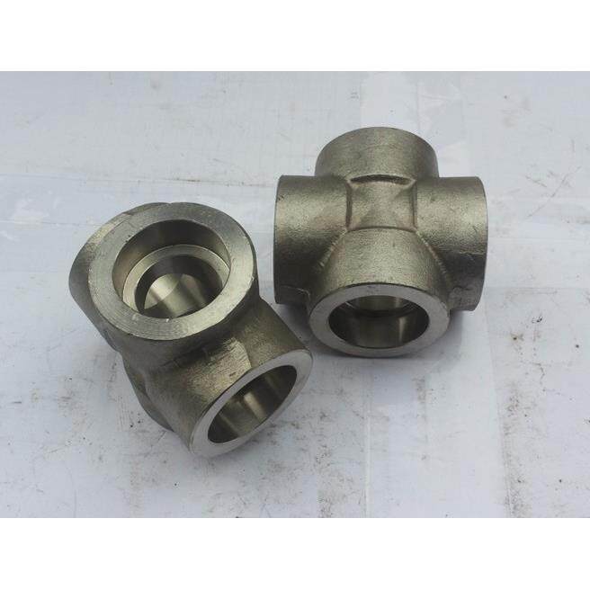 不锈钢304美标3000LB承插锻压承插十字正四通高压承插焊四通管件